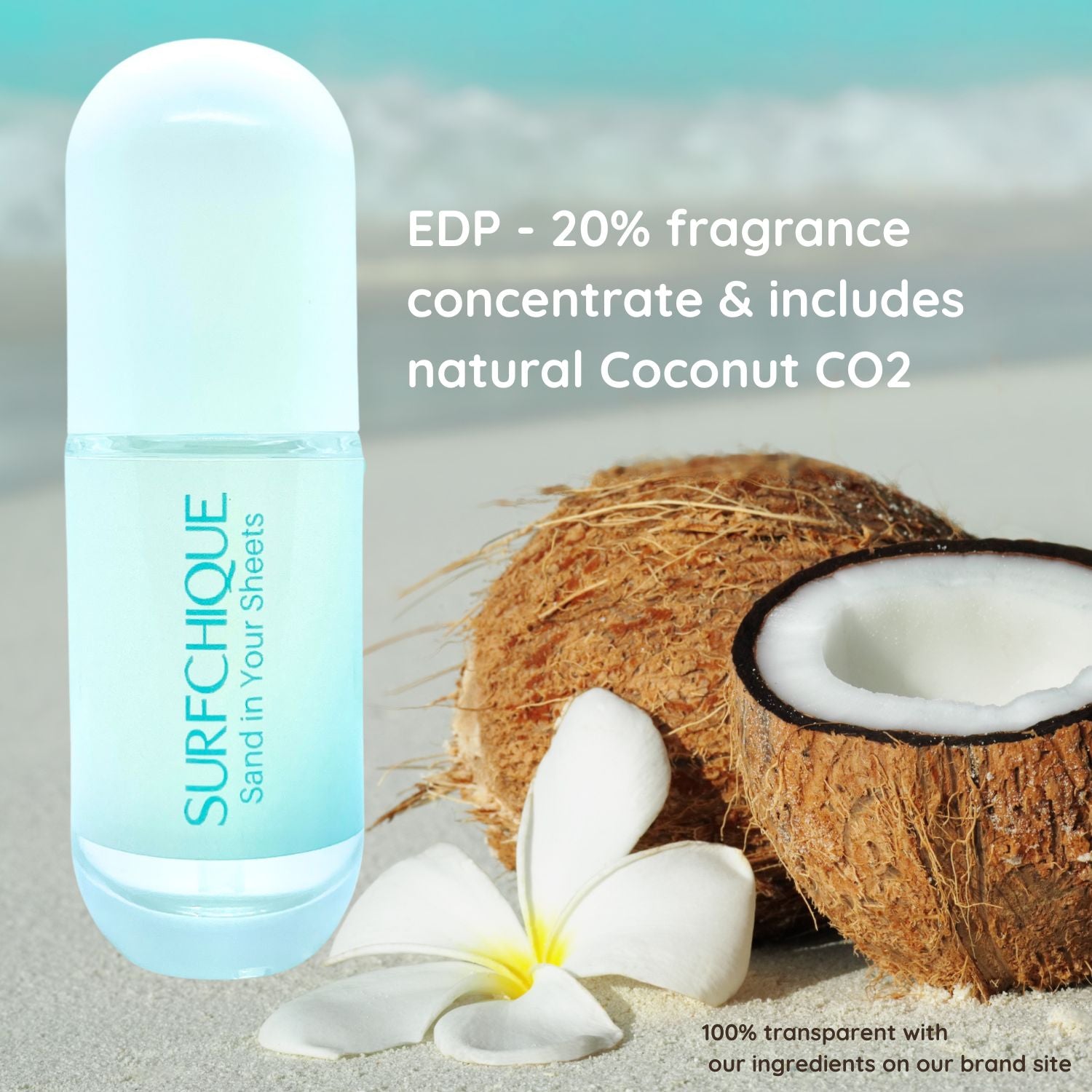 Sand in Your Sheets EDP perfume spray 20 percent fragrance concentrate with real Coconut CO2