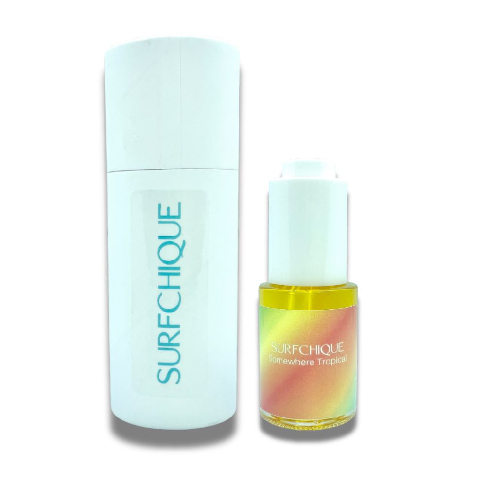 Somewhere Tropical perfume oil dropper bottle with paper tube gift box
