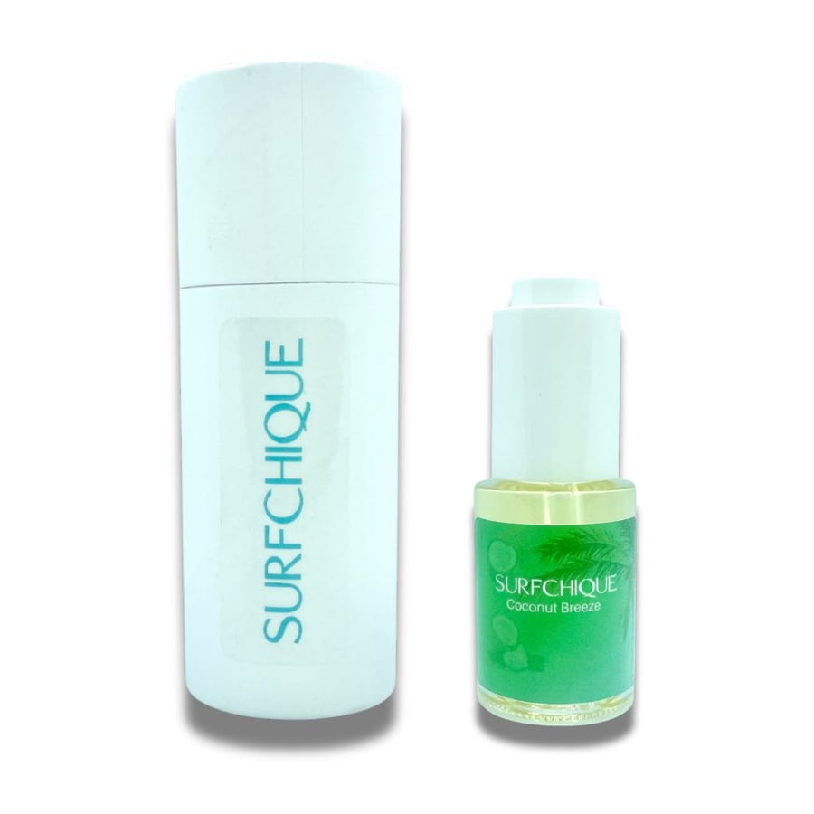 Coconut Breeze perfume oil dropper bottle with white paper tube gift box
