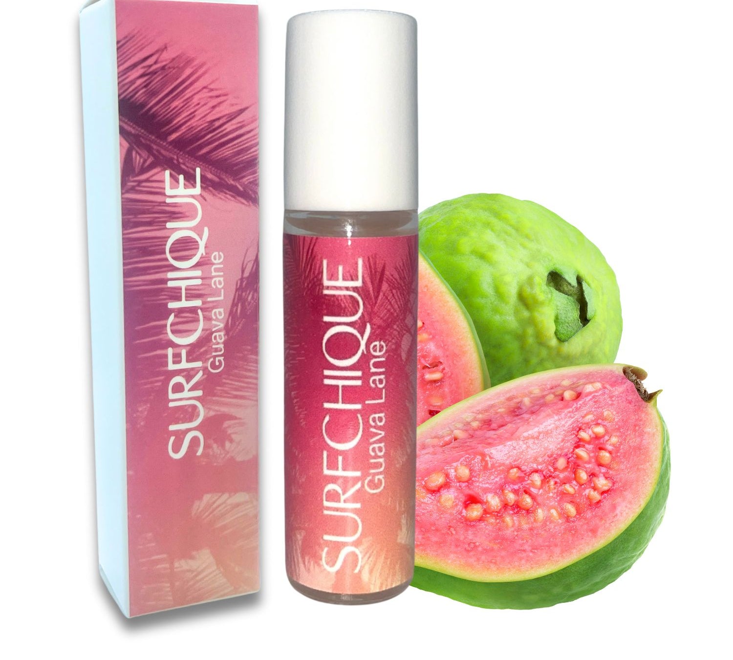 Surfchique Guava Lane product with guava fruit on a white background