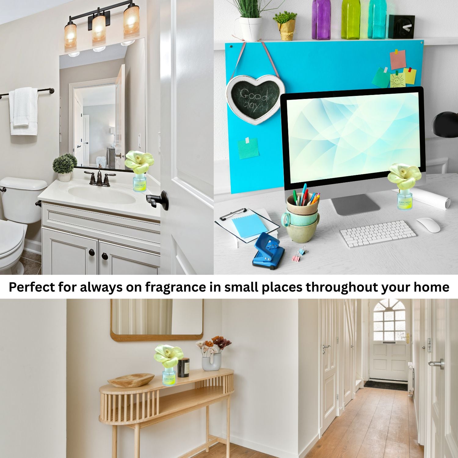 Surfchique summer lei days perfume area best places to put it in the home such as bathroom, desk, front hallway or other small areas for ongoing steady fragrance for 4-6 weeks