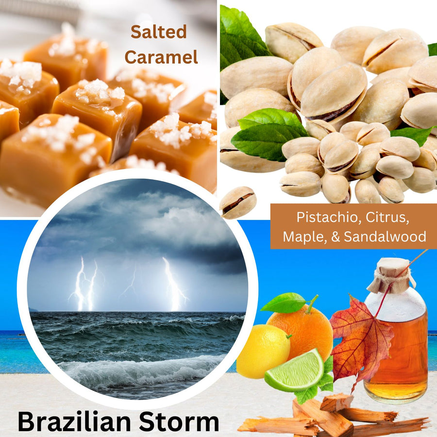 SURFCHIQUE Brazilian storm perfume oil smells of salted caramel, pistachio, citrus, maple, sandalwood