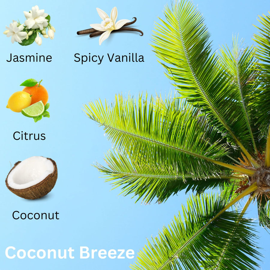 SURFCHIQUE Coconut Breeze perfume oil smells of jasmine, spicy vanilla, citrus and coconut