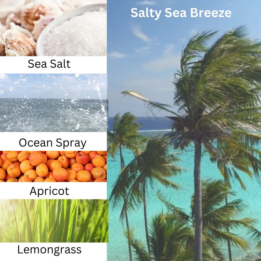 SURFCHIQUE salty sea breeze perfume oil with smells of sea salt, ocean spray, apricot and lemongrass