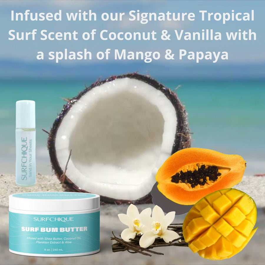 Surf Bum Butter tropical surf scent coconut vanilla and a splash of mango and papaya